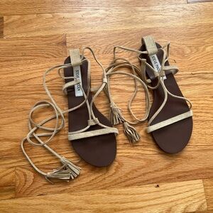 Steve Madden Beige Lace-Up Sandals